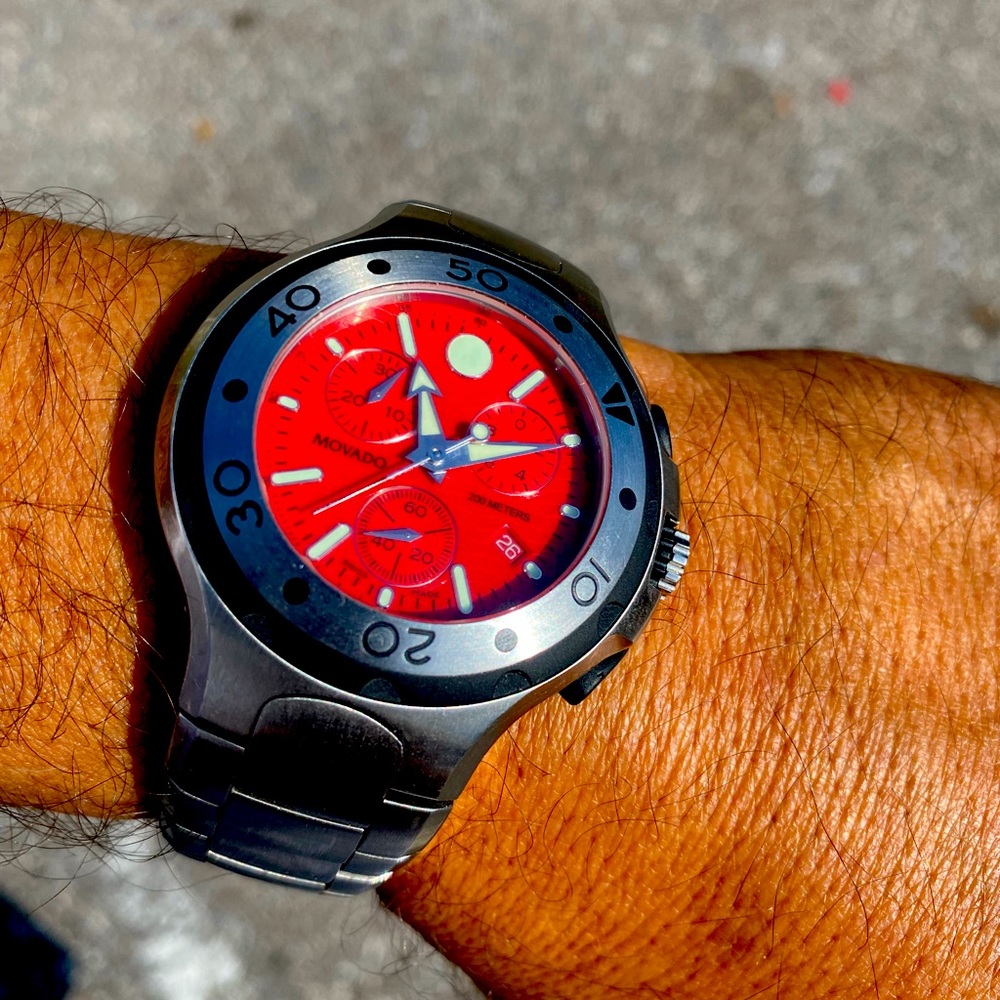 Movado chronograph Red faced rare